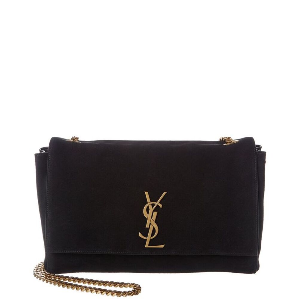 Saint Laurent Kate Reversible Leather & Suede Shoulder Bag, Black
